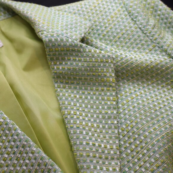 Talbots Womens Tweed Jacket Green Yellow Blue Lined Size 14 Office Career Spring - Picture 7 of 11